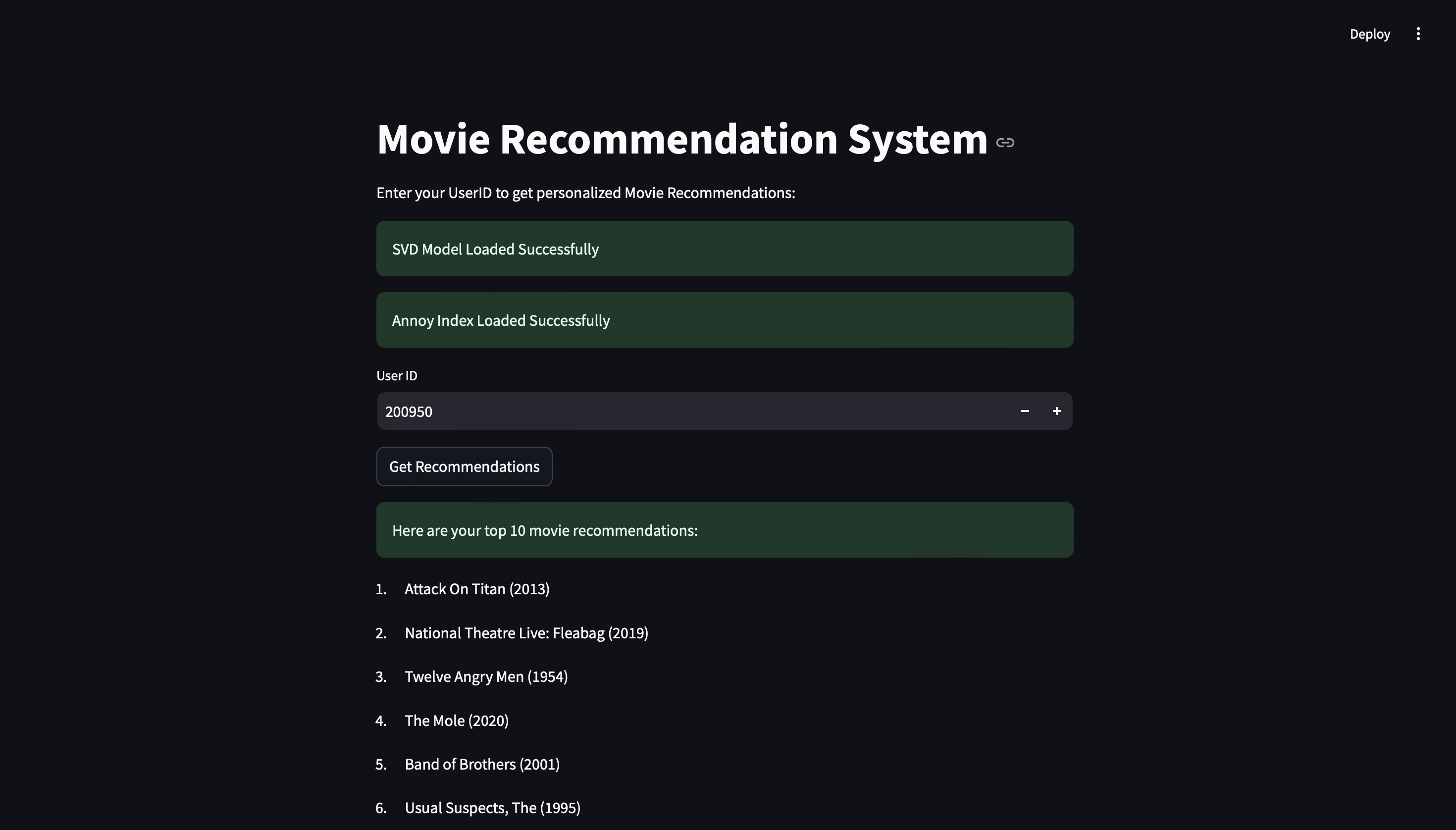 Movie Recommender App